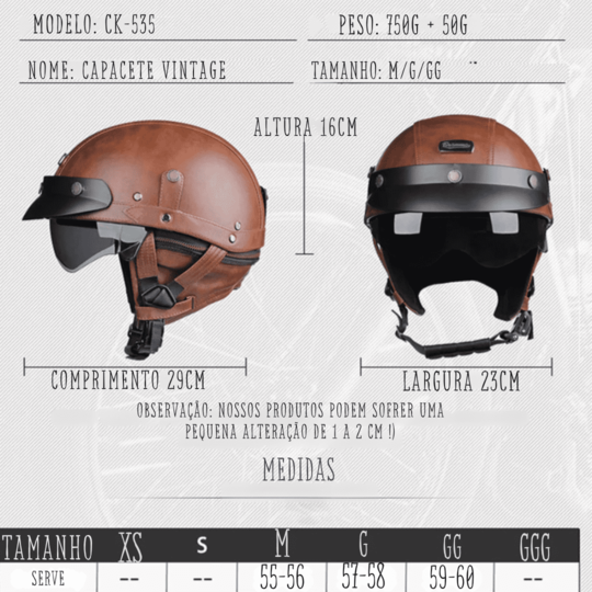 Capacete de Moto de Meia Face em ABS