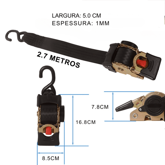 Cinta Catraca Retratil De Carga Com Amarração