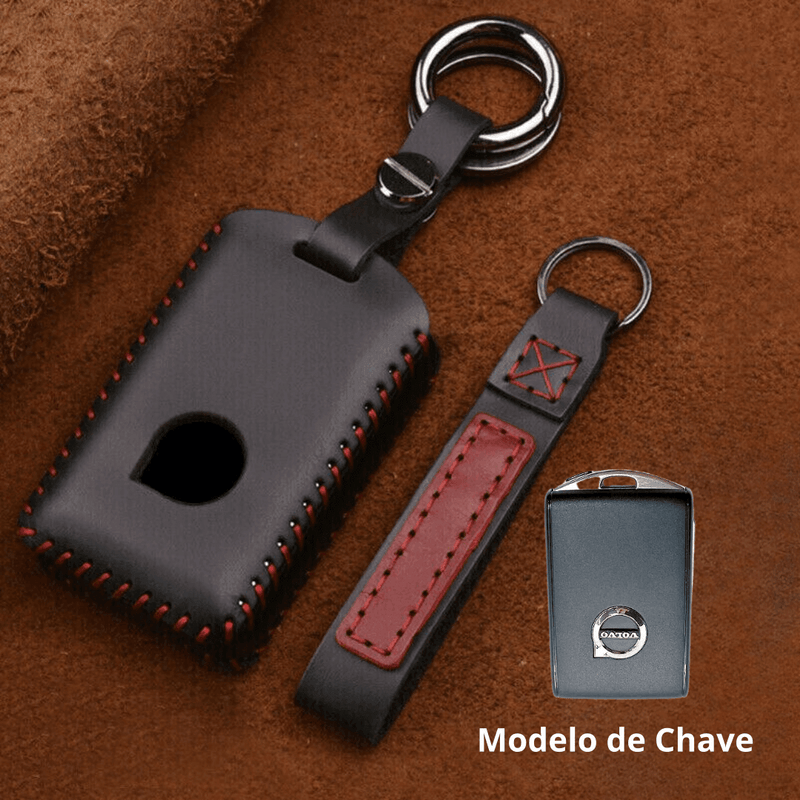 Chaveiro Artesanal de Couro para Volvo