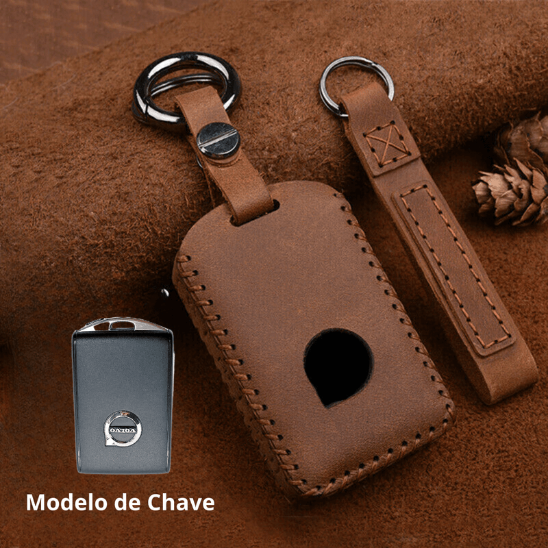 Chaveiro Artesanal de Couro para Volvo