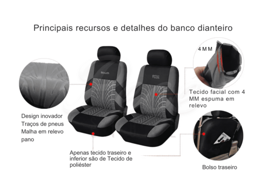 Conjunto de Capas de Assento Universal Completo + Brinde Capa de Volante