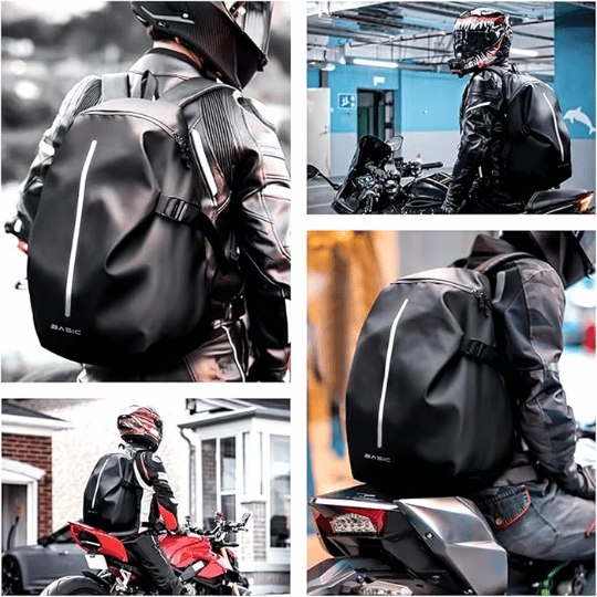 Mochila de moto multifuncional impermeável