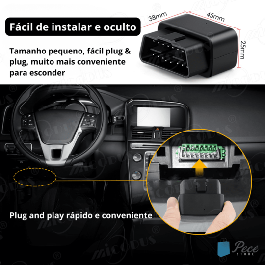 Rastreador - Monitor de Voz - Mini OBD GPS MV66