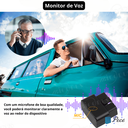 Rastreador - Monitor de Voz - Mini OBD GPS MV66