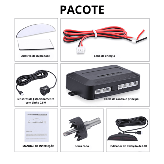 Sensor de Estacionamento do Carro com 4 Sensores