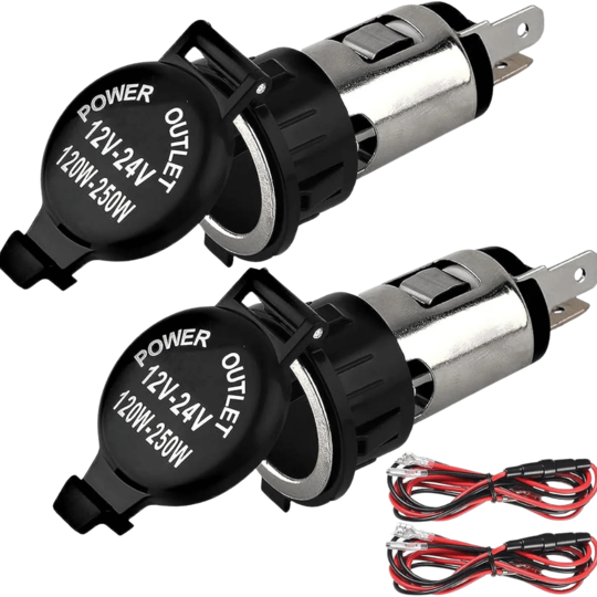 Soquete Acendedor 12V e 24V Universal com Proteção, Fusível de 10A e Capa Impermeável – Ideal para Carros, Barcos e Mais