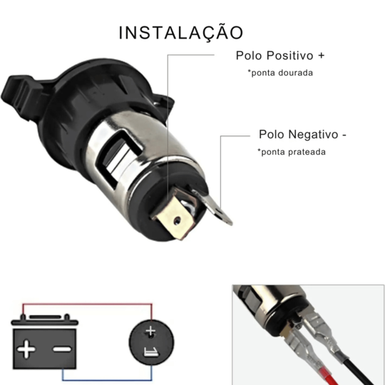 Soquete Acendedor 12V e 24V Universal com Proteção, Fusível de 10A e Capa Impermeável – Ideal para Carros, Barcos e Mais