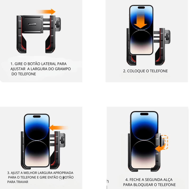 Suporte para Celular para Bicicletas e Motos - Compatível com iPhones, Galaxies e Outros Smartphones