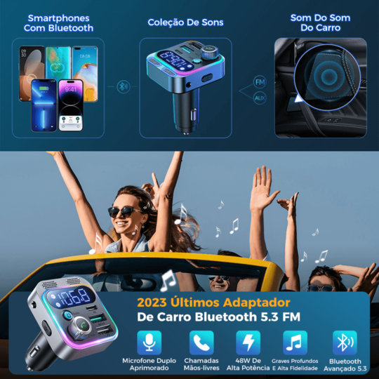 Transmissor Bluetooth 5.3 FM para Carro da Joyroom