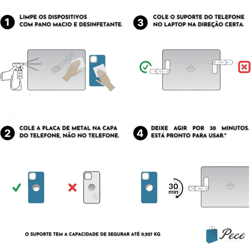 Suporte Magnético Portátil de Celular para Notebook - Pecê Store